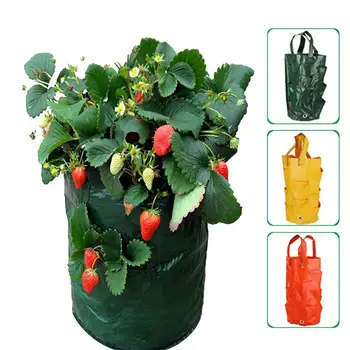 

Garden Strawberry Grow Bag 3 Gallon PE Water-resistant Nursing Pots With Handles Strawberry Planting Grow Bag Garden Supplies