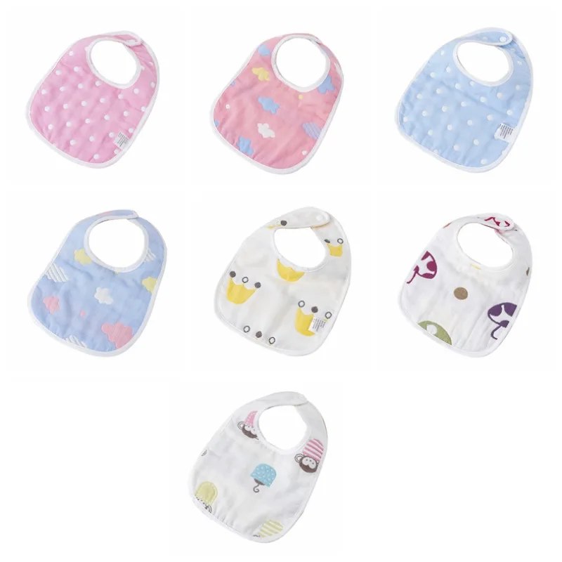 

New 0-3T Baby Bib Printing Washable U Shaped Bib Toddler Baby Unisex Six layer Absorbent Drool Towel Soft Bib Gauze Saliva Towel