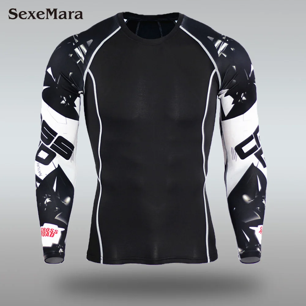 Only T-shirt Колготки для спортзала, мужское компрессионное термобелье, спортивные костюмы, тренировочная одежда, спортивный костюм для бега, термо кальсоны для мужчин - Цвет: Only T-shirt