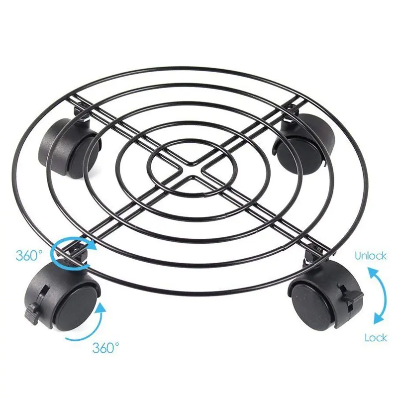 Metal Plant Flower Pot Stand Trolley Caddy on Wheels Indoor Outdoor Home Garden Tools(2-Pack