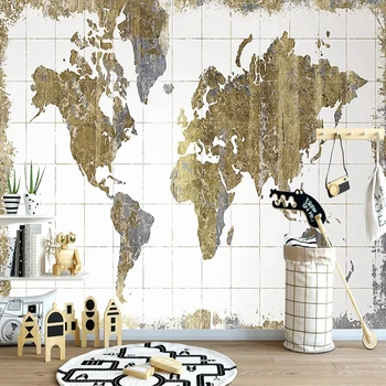 

Custom Mural Wallpaper 3D Retro Nostalgic World Map Fresco Restaurant Cafe Children's Bedroom Background Wall Papel De Parede 3D
