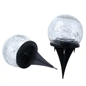 

Waterproof Solar Crackle Glass Ball Light Ground Spike Lamp for Garden Yard Pathway Landscape Decor lighting stairs