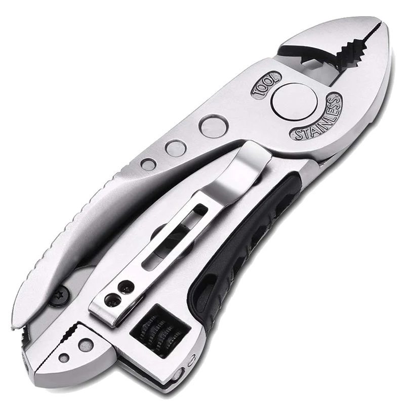 silver Многофункциональный 7в1 портативный многофункциональный плоскогубцы Регулируемый ключ с ножом/плоскогубцы/кусачки/гаечный ключ/отвертка Набор Открытый - Цвет: silver