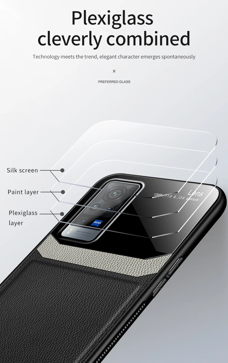 Coque de téléphone XUANYAO pour VIVO X60 Pro Coque fine en cuir rigide pour VIVO X60 Pro Plus Coque souple en silicone _voghion.com