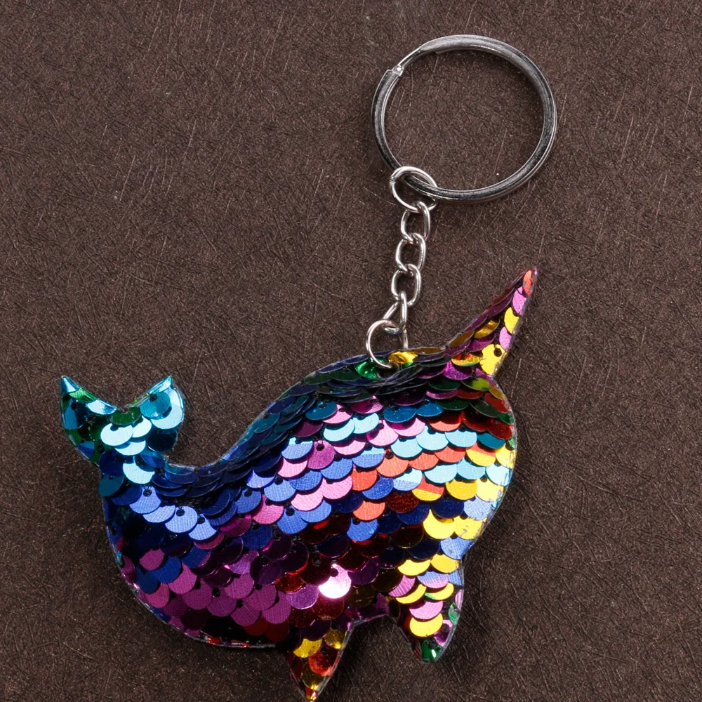 Reflective Bright Surface Dolphin Keychain Oceans Animal Sequin Keychain Bag Car Pendant Garment accessory Accessories