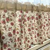 Korean Style  Cotton Linen Roses Printed Lace Short Curtain /Door Curtain  Kitchen /Bathroom Decorative  Partition Curtain 1
