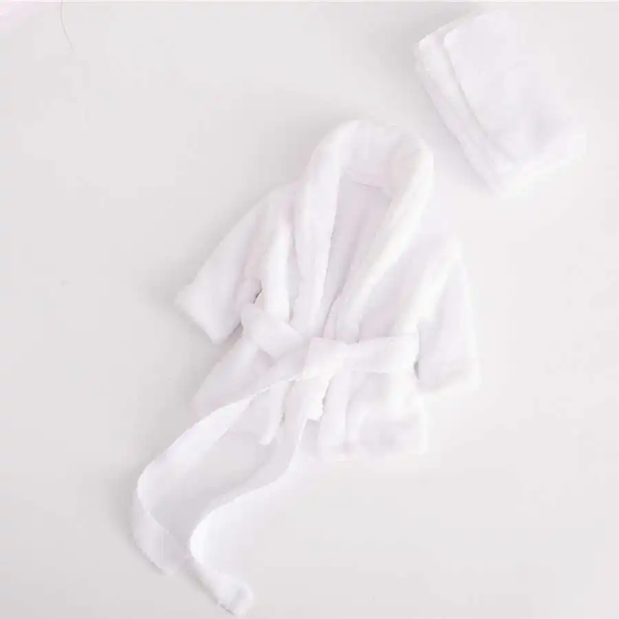 Реквизит для фотосессии новорожденных, Детские Банные халаты, хлопковое Фланелевое детское полотенце с длинными рукавами, одежда для сна, костюм для фотосессии,# P2435 - Цвет: white