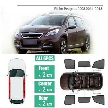 

Fit For Peugeot 2008 2014-2018 6Pcs Windows Sunshade UV Protection Mesh Block Visor