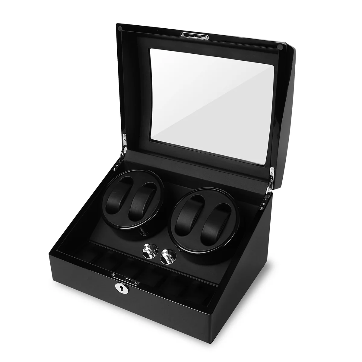 

4+6 Watch Winder Rotator Organizer Storage Case Display Box PU Leather Automatic Silent Operation Collection Decoration