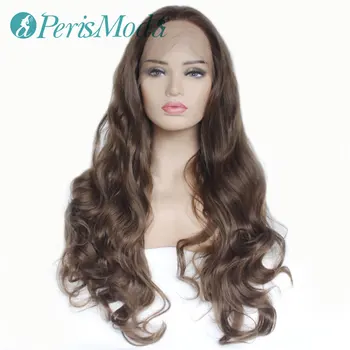 

Synthetic Lace Front Long Mixed Brown Natural Wavy Style Wigs PerisModa Heat Resistant Synthetic Wigs Free Part Lace Front WigsS