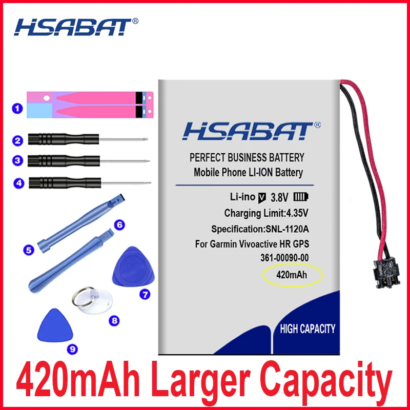 HSABAT 0 Cycle 420mAh 361-00090-00 Battery for Garmin Vivoactive HR GPS Smartwatch watch Rechargeable Accumulator | Мобильные