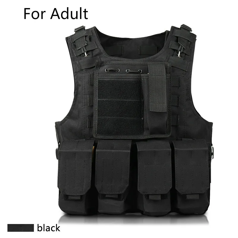 Детский многофункциональный тактический жилет для улицы, мужской военный боевой жилет, камуфляжный жилет - Цвет: Adult Black