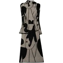 

2021 Autumn Winter High Neck Long Sleeve Mid-length SweaterWomen New Loose Large Size Temperament Fashion Slim Knit Dress A837