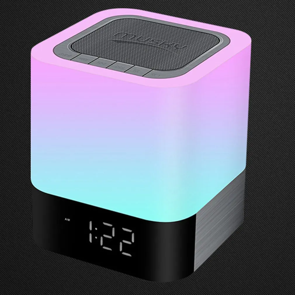 Ночные светильники будильник с динамиком Smart Touch control диммируемая Светодиодная настольная лампа для спальни HIFI Звук многоцветные изменения