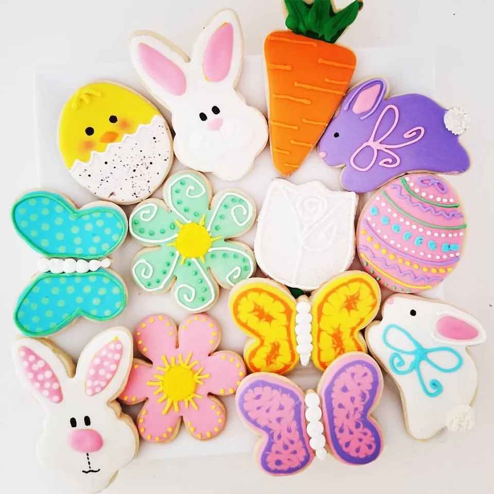 Cookie Cutter Baking Mold Cookie Mould Pastry Cutter 1pc Stainless Steel Easter Cookies Mold Rabbit Carrot Flower Egg Biscuit Cutter Mold for Kids Easter Party Decoration DIY Craft
