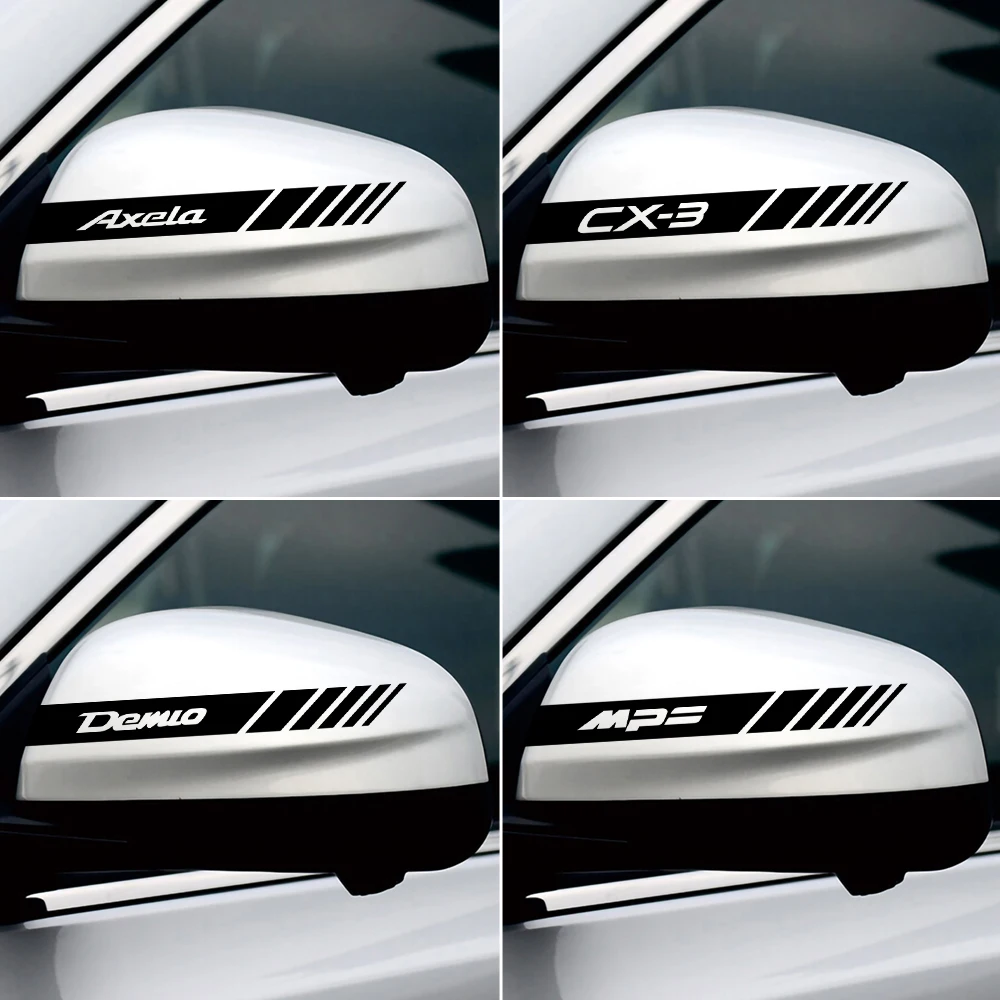 20*2CM Reflective Car Rearview Mirror Stickers 2PCS Creative Decor Decals For Mazda Axela Atenza CX-3 CX-5 CX-8 Demio MPS 3 6 MS