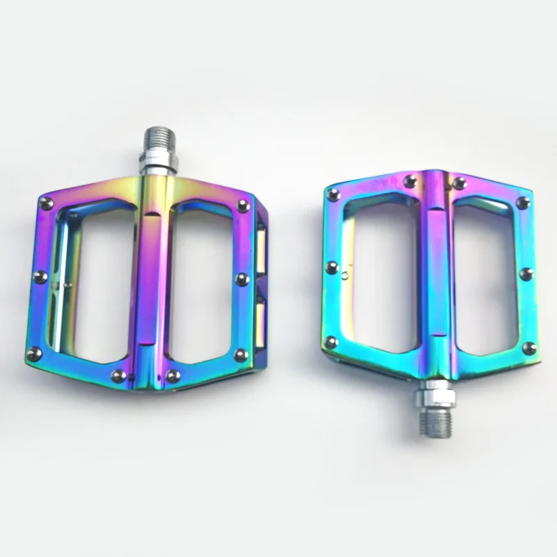 Bicycle Pedal Aluminum Alloy Foot Pedal 2Bearing Bike Pedal Rainbow