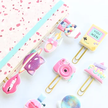 

Domikee cute kawaii Japanese cartoon paper clips set office school student metal memo clip bookmark set stationery supplies 2pcs