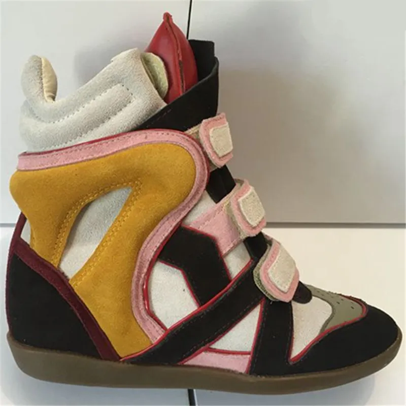 Ботильоны; женская обувь из натуральной кожи на платформе; женская обувь на танкетке, увеличивающая рост; Zapatos De Mujer; Лоскутная обувь; Botas Mujer - Цвет: AS SHOW