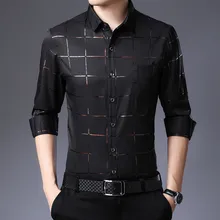 JAYCOSIN размера плюс клетчатые печатные официальные рубашки мужские Красивые свободные рубашки с длинным рукавом и отложным воротником бизнес Топ рубашка 1213