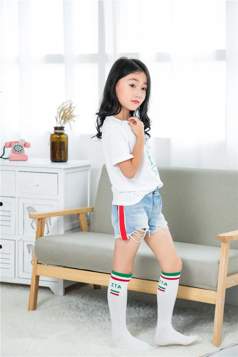Spring And Autumn New Style Children Tube Socks Candy Bar Non-with Cotton Men And Women Children Sports White over-the-Knee Sock