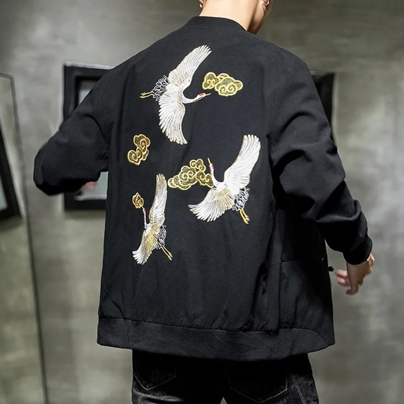 Winter Men Embroidery Baseball Jacket Thick Warm Harajuku Loose Coat Youth Ma-1 Bomber Jacket Male Japanese Streetwear KK3040