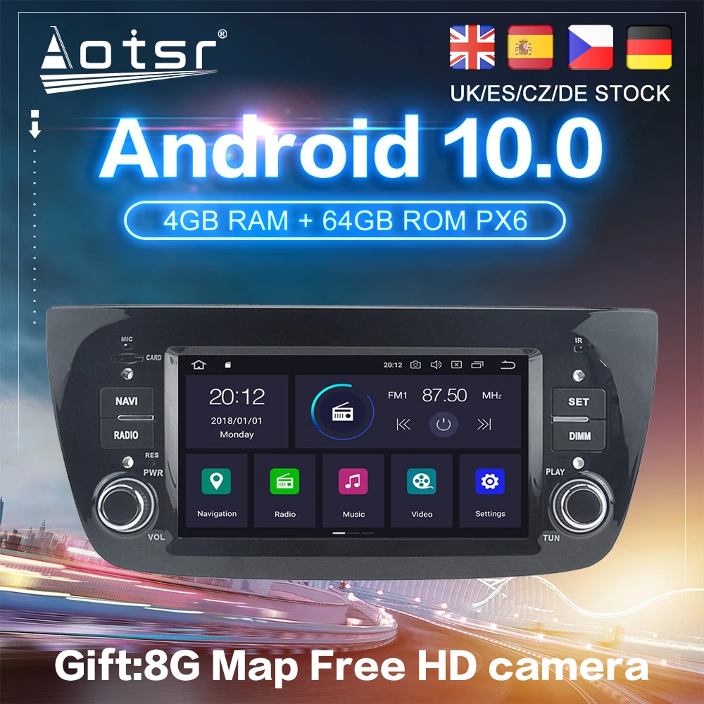 Android 10 PX6 For Fiat Linea Punto EVO 2012 2015 Car GPS Navigation Auto Radio Stereo DVD Multimedia Video Player HeadUnit 2Din