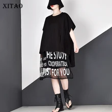 XITAO İpli Hollow Out mektubu T Shirt kadın kıyafetleri 2020 yaz moda kazak artı boyutu tüm uzun Tee üst GCC3725