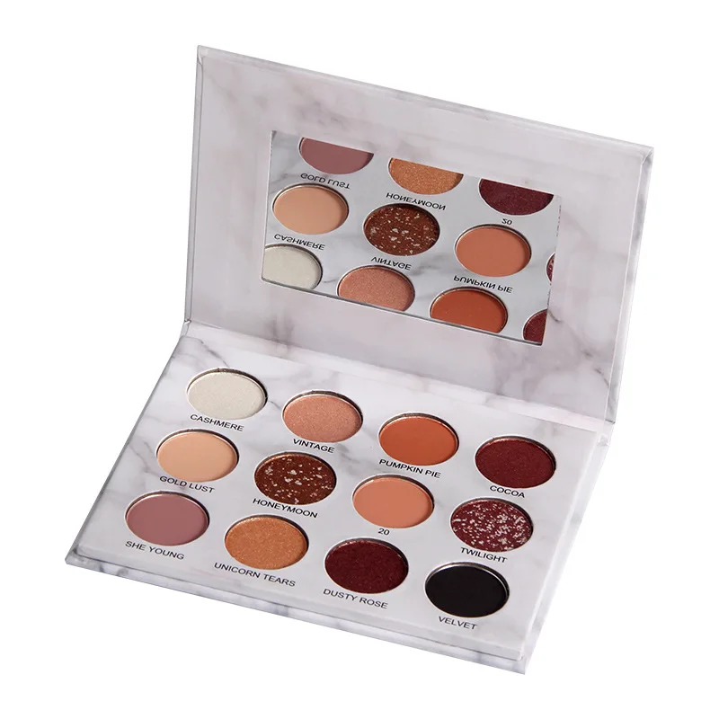 Brand Nude Eye Shadow Palette 12 Color Marble Eyeshadow Shimmer Matte Glitter Powder Waterproof Paleta De Sombra Makeup Pallete