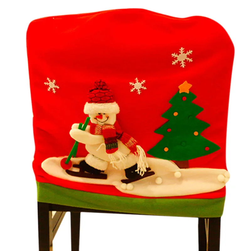 XOL0121B Красивые чехлы на стулья для Рождественского украшения, теплые и милые Санта Снеговик Олень чехлы на стулья - Цвет: XOL0121B
