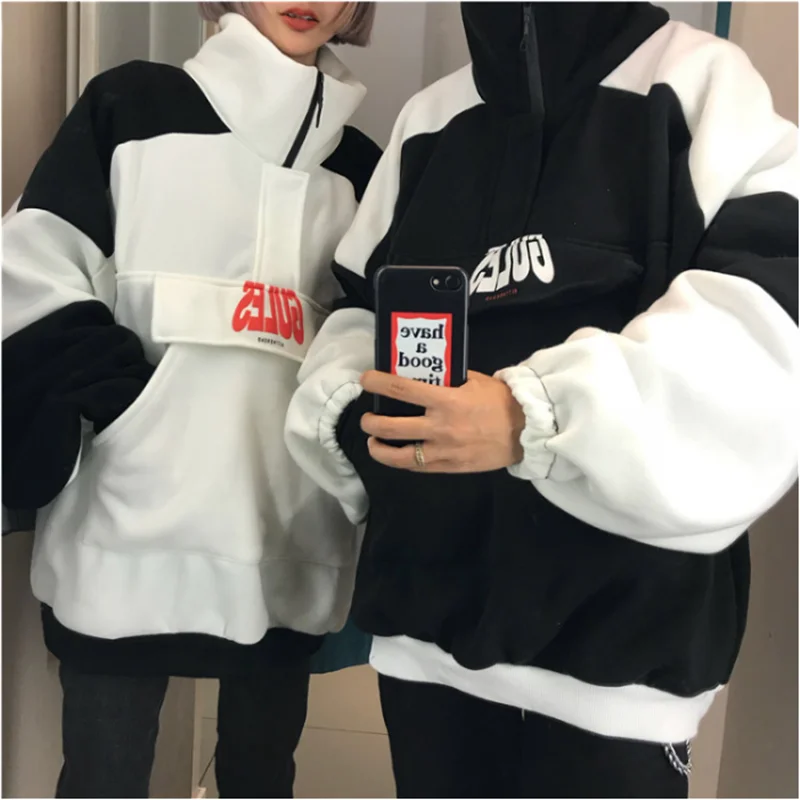 Женские толстовки Ulzzang Chic с длинным рукавом, парные топы, модные толстовки с длинным рукавом, толстовки с принтом, Женские Повседневные свитера