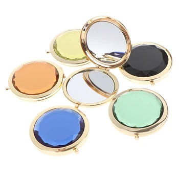 

1PCS Portable Compact Cosmetic Mirror Luxury Round Crystal Personalised Folding Mirror