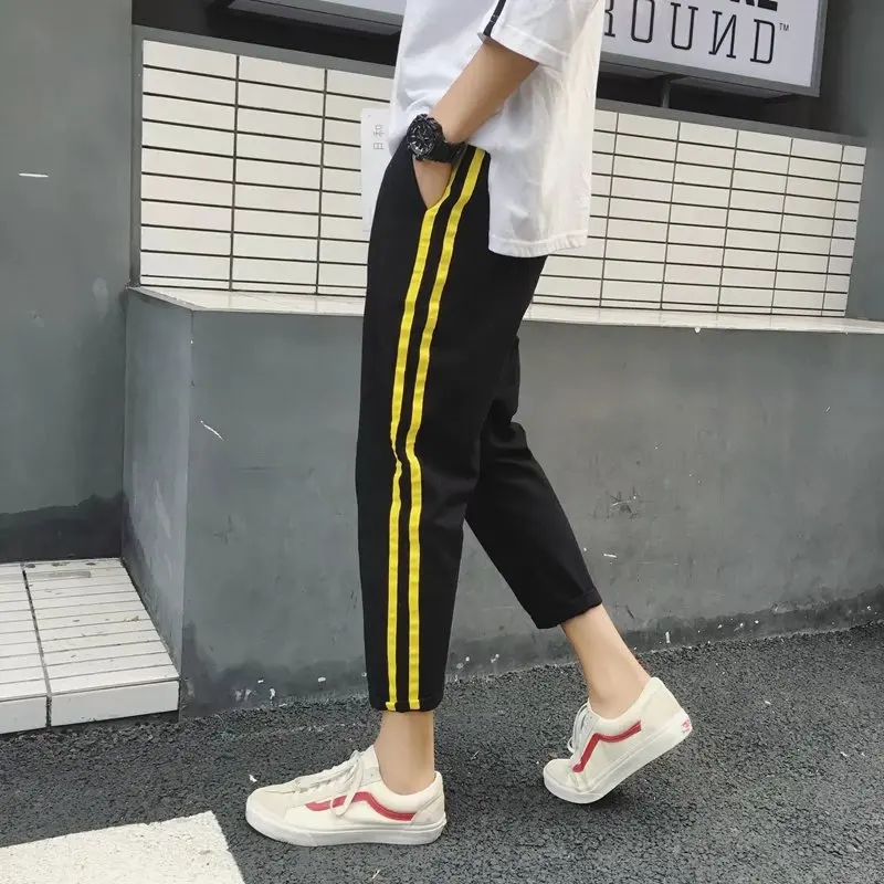 

Spring And Autumn New Style Men Skinny Trend Casual Pants Students Korean-style Slim Fit Sports Ninth Pants Men's Teenager