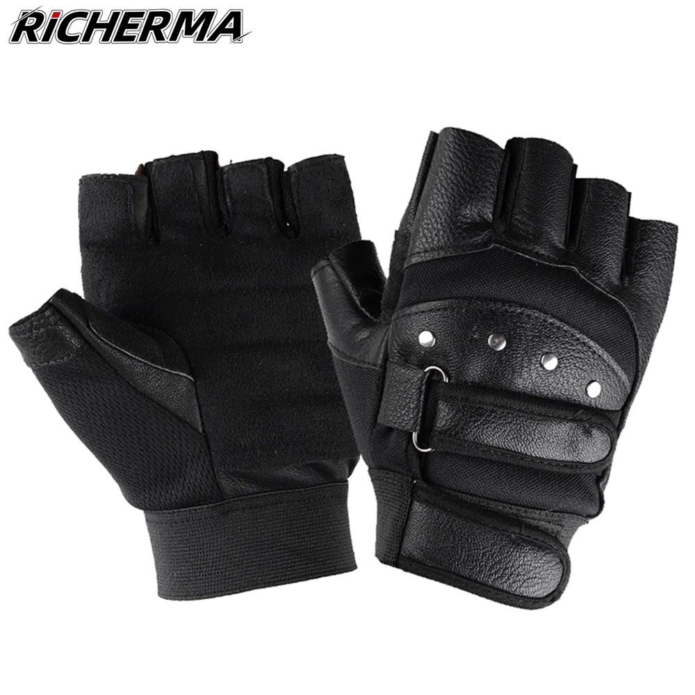 Esshogo Guantes De Moto Sin Dedos De Piel Microfibra, Ciclismo Entrenamiento Bike Fitness Guantes De Dedos, Adecuados Para Actividades Al Aire Libre, Escalada, Correr, Senderismo, Camping, Ciclismo