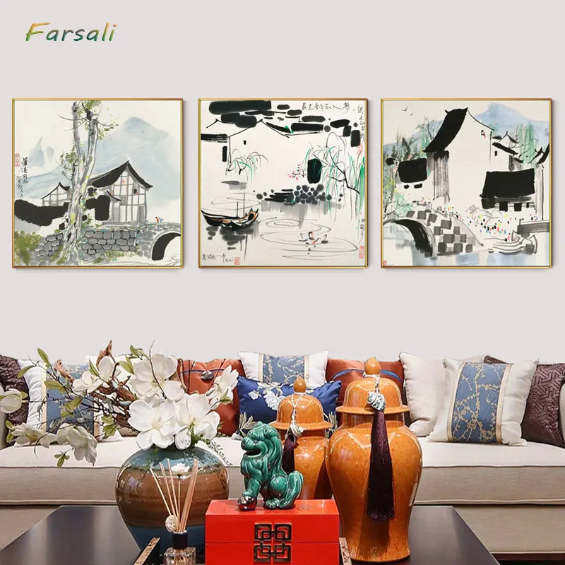 

Wu Guanzhong Chinese Impression Landscape Wall Art Painting HD Print Picture on Canvas Home Decoration Living Room