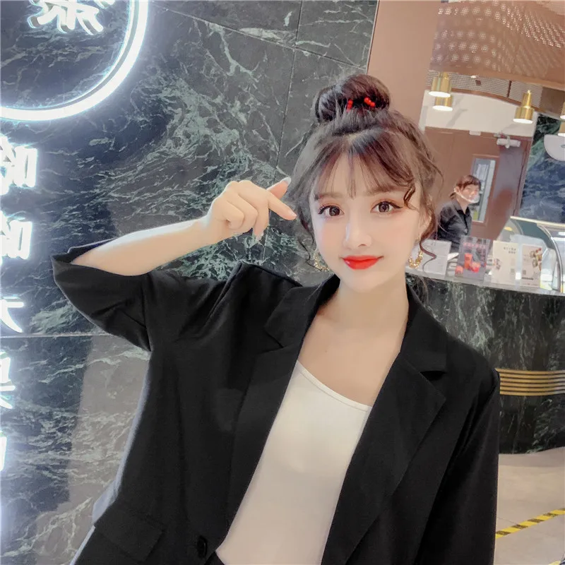 Photo Shoot~ Online Celebrity CHIC Small Suit Coat Women's Korean-style Loose-Fit British-Style Suit Pleated Skirt Two-Piece Se