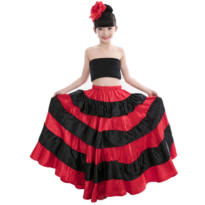 Одинаковые комплекты для семьи для мамы и дочки; испанская юбка для фламенко для женщин и девочек; традиционный испанский костюм для танца живота; атласное платье