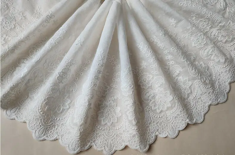 Lace Fabric 1 Yard Super Wide 100% Cotton Cloth Embroidered Lace Trim DIY Accessories Lace Fabric Width 22cm