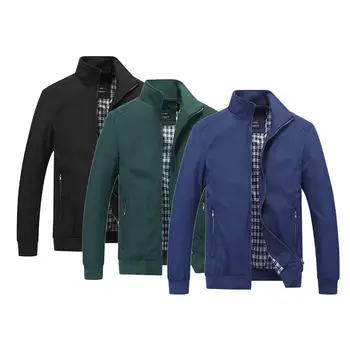 

Spring Autumn Stand-up Collar Jacket Men Fashion Jacket Long Sleeve Loose Coat
