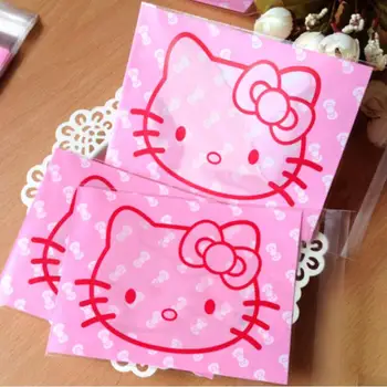

100 pcs/lot Cartoon Cat Cookies Packaging Bags,Cute Kitty Cat Self-adhesive Plastic Bags,Small Objects Packaging Bags