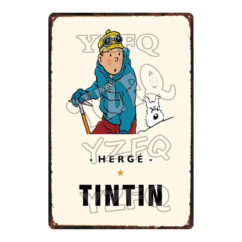 DU-5240 Tintin мультфильм жестяная вывеска металлическая тарелка потертый шик железная живопись детская комната настенный бар домашнее искусство Ремесло Декор 30X20 см DU-5237A - Цвет: DU-5240