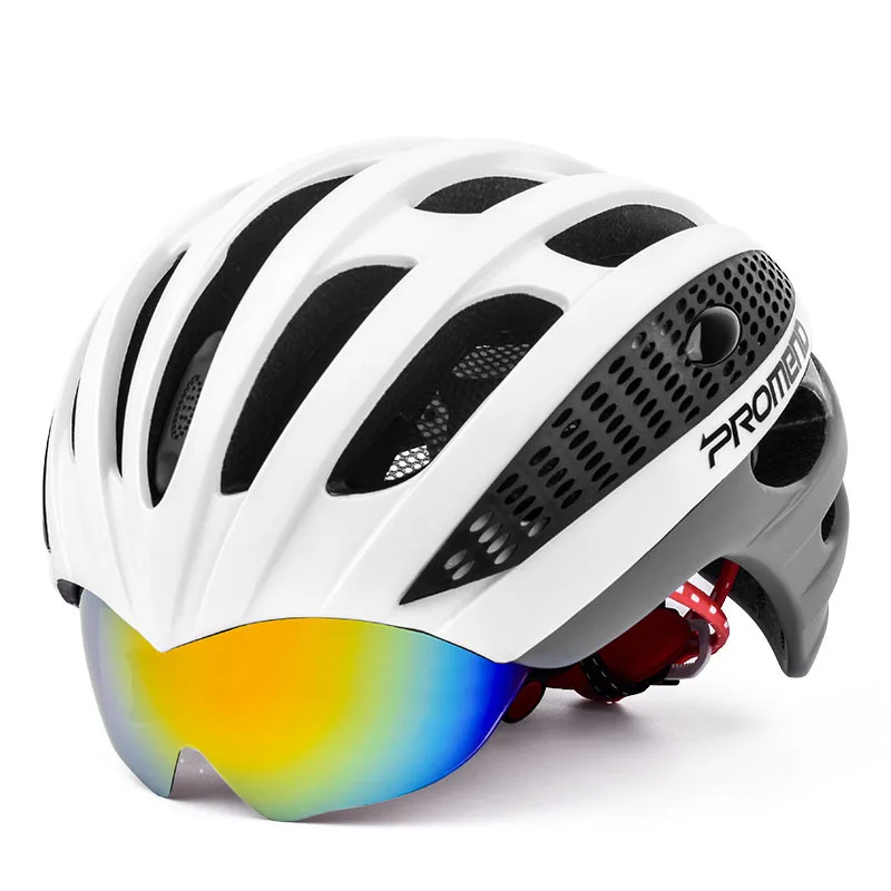 Windproof Bicycle cycling Helmet mtb bike Helmets with Rear light& Goggles capacete ciclismo casco ciclismo safety caps - Цвет: COLOR J