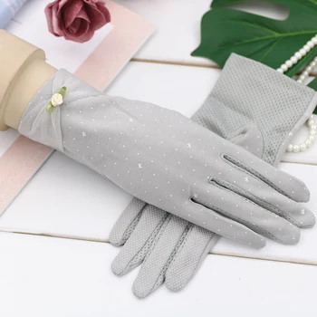 

Women's Summer Breathable Anti-slip Gloves Thin Spring Elasticity Short Pure Cotton Touch Screen Driving Sun-resistant Gloves