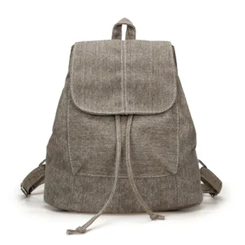 

New Canvas Women Backpack Drawstring School Bags For Teenagers Girls Small Backpack Female Rucksack (Khaki)