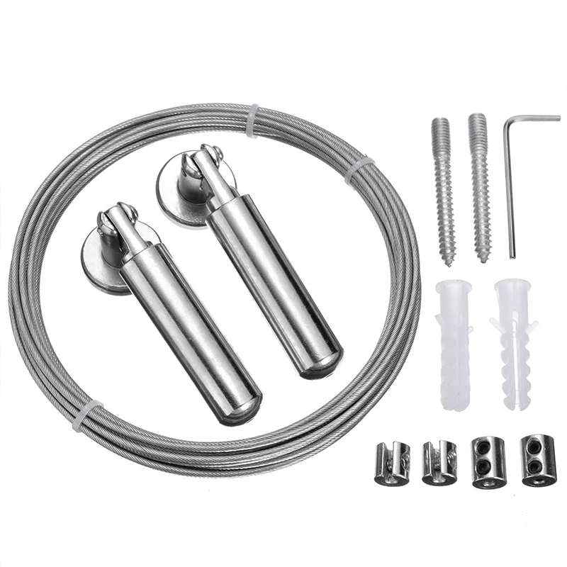 Mayitr Curtain Wire Rod Set Stainless Steel Rope Cable Tensioner Decorative Accessories |