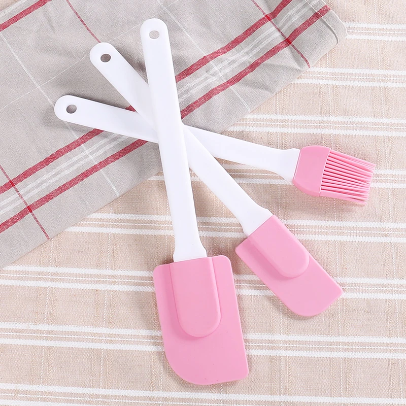 3Pcs Silicone Cream Scraper DIY Bread Cake Butter Spatula Mixer Oil Brush Non-Stick Baking Pastry Cream Spatula Kitchen Utensils