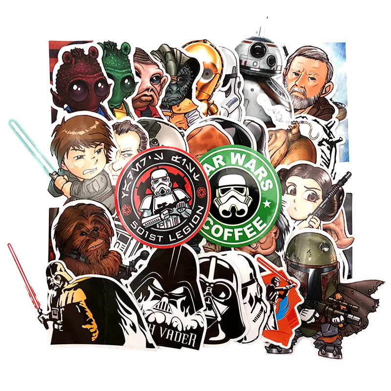 35 шт. стикер STAR WARS s Pack персонажи фильмов наклейка для самодельный скейтборд мотоцикл ноутбук багаж стикер с рисунком из мультфильма наборы