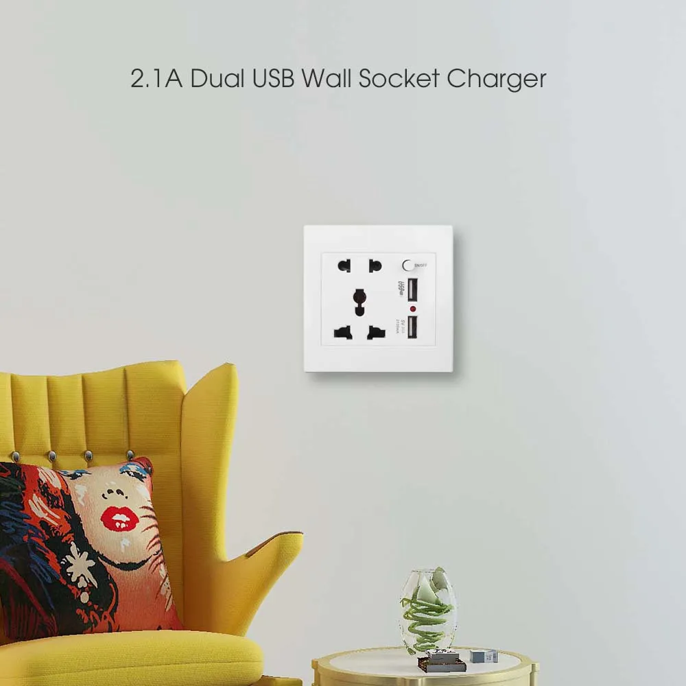 Electrical Socket Power Socket AC 110-250V Universal Wall Socket Panel With 2 USB Port Plug Charger Switch EU US UK AU USB Wall Socket