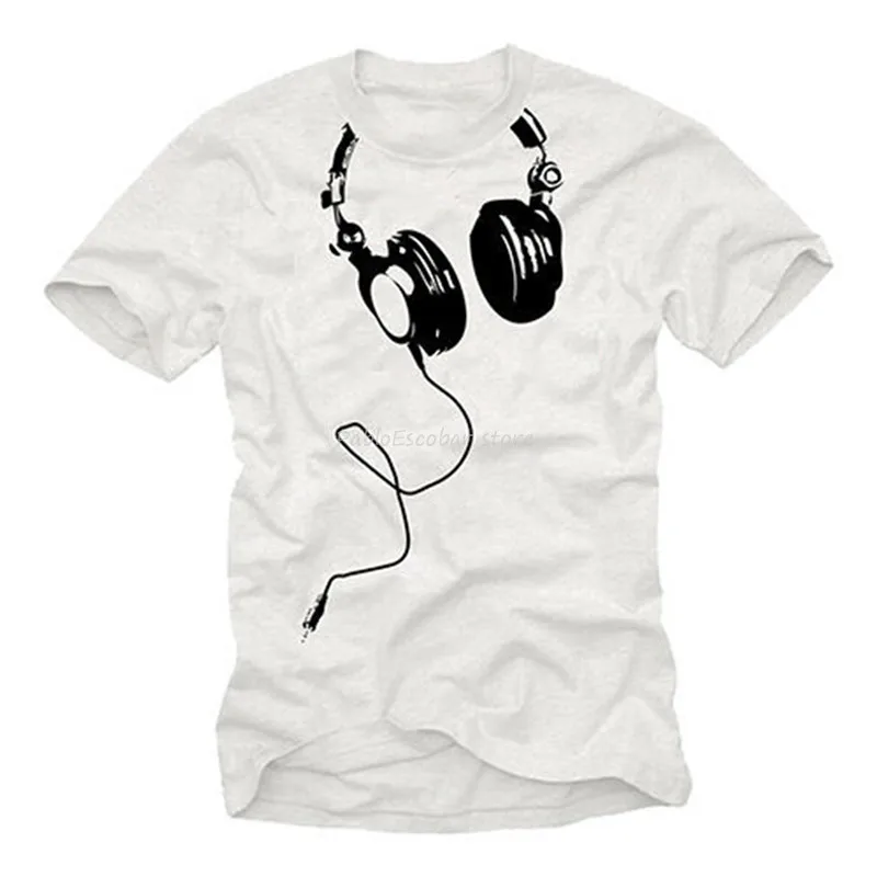 summer top tees Hip Hop Music Dj Men Shirt With Headphones - Short Sleeve Getto Rap Tee Cotton Customize |