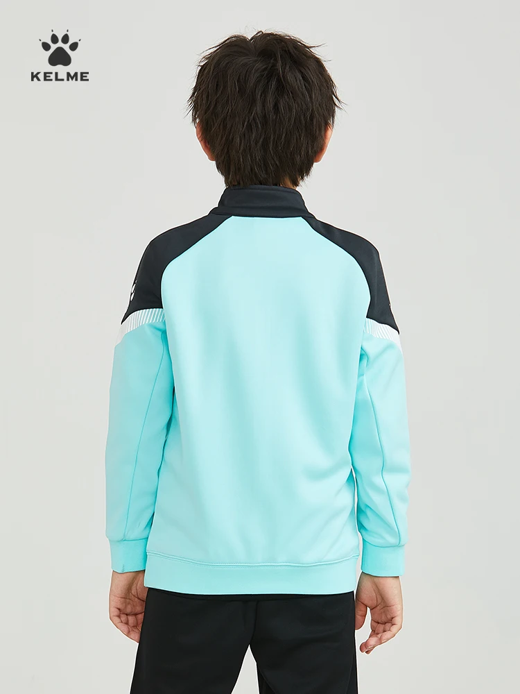 KELME Children's Knit Training Jacket Casual Stand-up Collar Shirt Football Sports Cardigan Jacket Autumn 8061WT3002